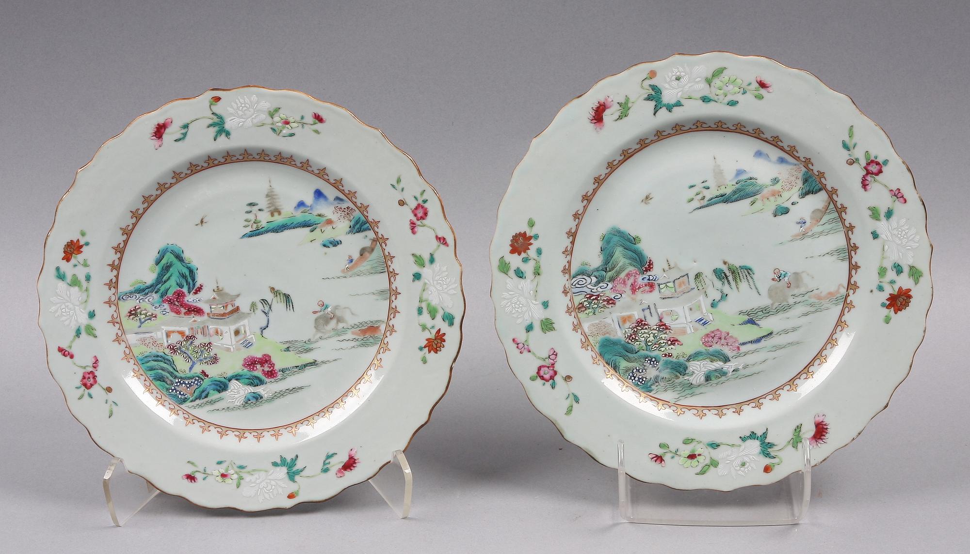 TALLRIKAR, 4 st, porslin, Kina, 1700-tal.