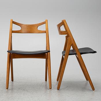 Hans J. Wegner, stolar, 6 st, "Savbukkestolen", Danmark, 1950/60-tal.