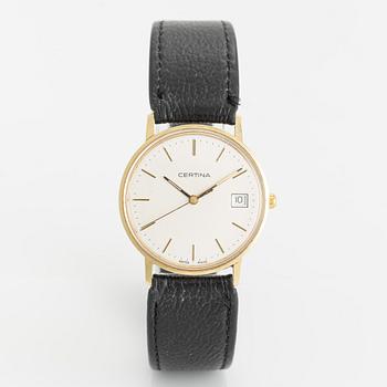 Certina, 14K gold, wristwatch, 33.5 mm.