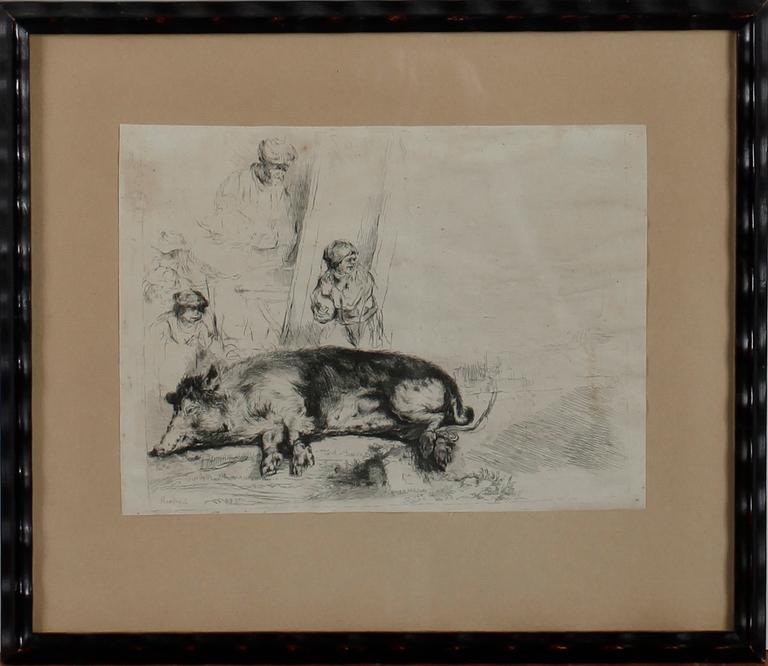 REMBRANDT HARMENSZ VAN RIJN, kopior efter, etsningar, 8 st. 1800-tal.