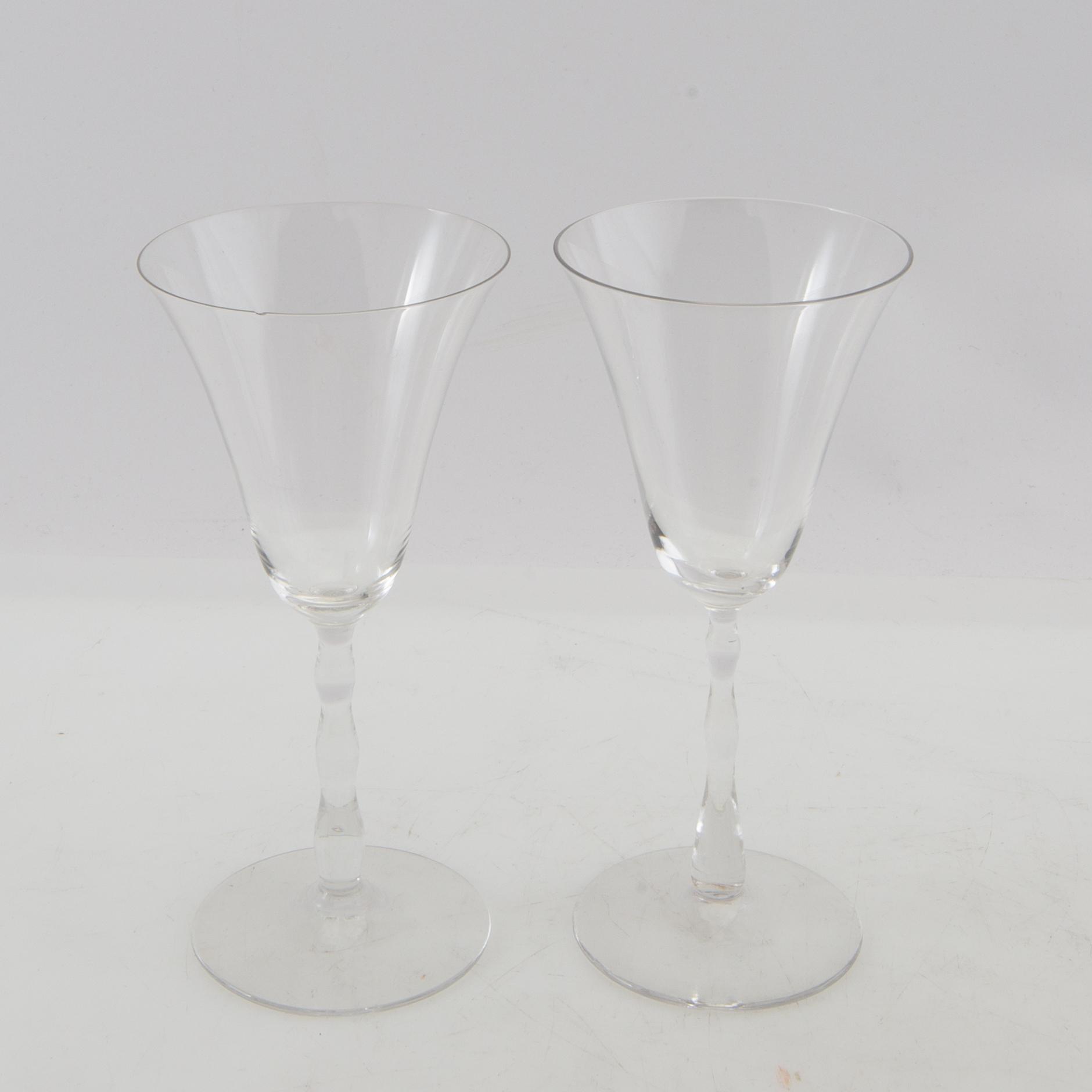 Simon Gate, wine glasses 15 pcs and decanters 2 pcs first half of the 20th century.