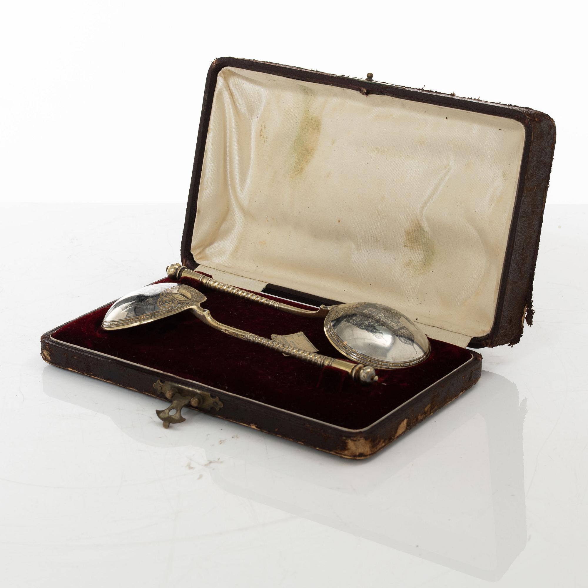 Skedar, ett par, silver, Moskva, Ryssland 1891.