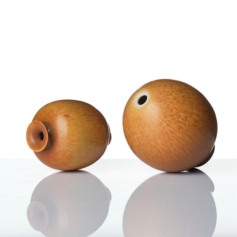 Berndt Friberg, a set of three stoneware vases and a bowl, Gustavsberg Studio 1951-69.