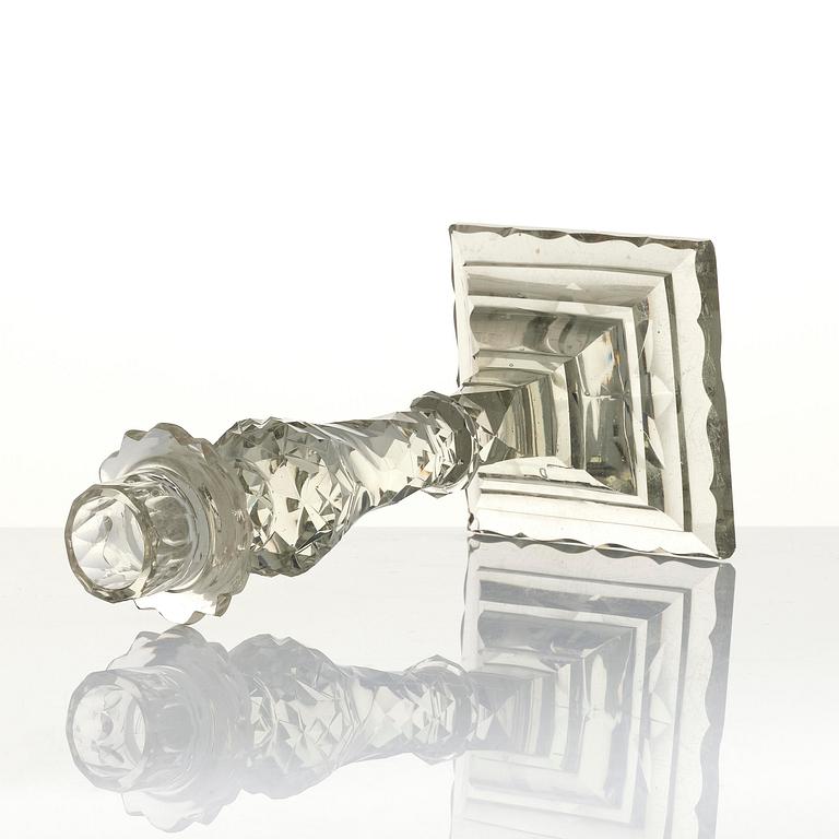 An Anglo-Irish cut glass candle stick, 18th century.