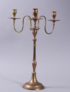 KANDELABER, mässing. 1800-tal.