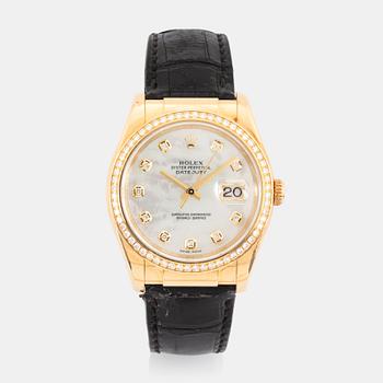 Rolex, Oyster Perpetual, Datejust, "Mother of Pearl Diamond Dial", armbandsur, 36 mm.