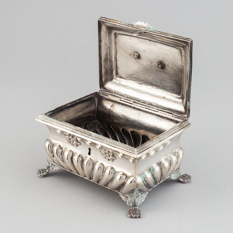 A silver sugar box, probably Poland, 19th century.