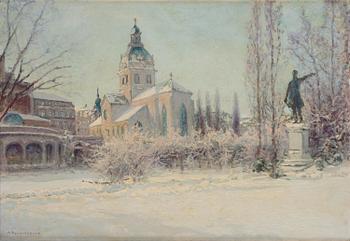 814. Anshelm Schultzberg, Winter motif from Kungsträdgården.