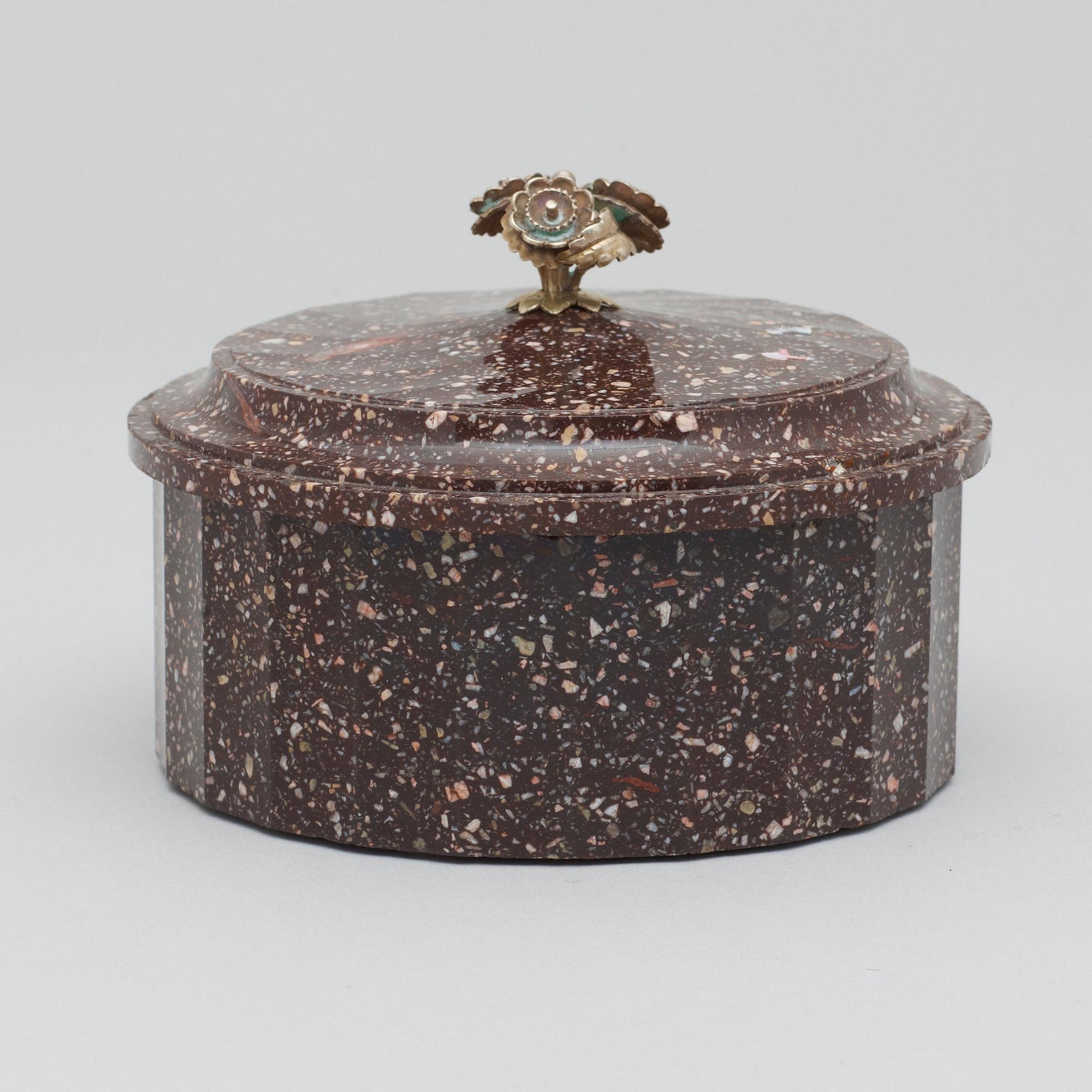 A Swedish Empire 19th century porphyry butter box.