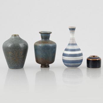 Gunnar Nylund, five stoneware vases and Carl-Harry Stålhane, five stoneware vases, Rörstrand.