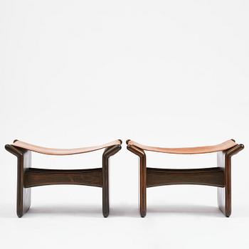 Tapio Wirkkala, a pair of stools, executed by Reino Huotari, Finland, 1981, for the Finnish Glass Museum.