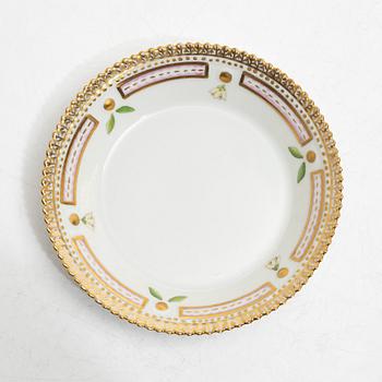 Royal Copenhagen, seven mocka cups with saucers, 'Flora Danica', Denmark.