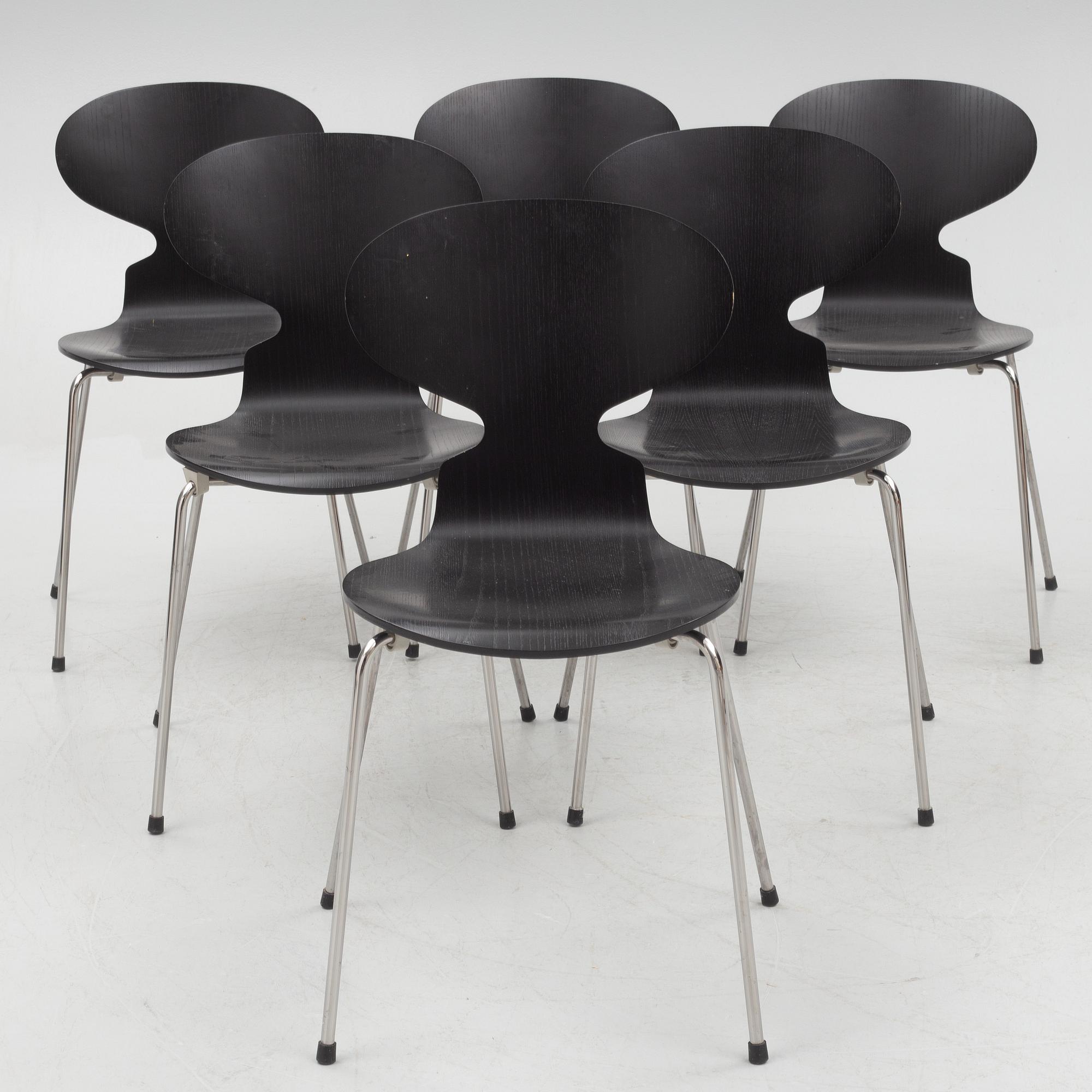 Arne Jacobsen, stolar, 6 st, "Myran", Fritz Hansen, Danmark, 2013.