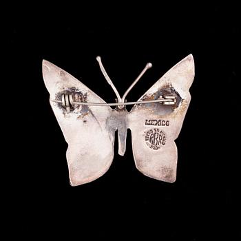 BROSCH, sterling silver, dekor i pärlemor, Mexico, 1900-talets mitt.