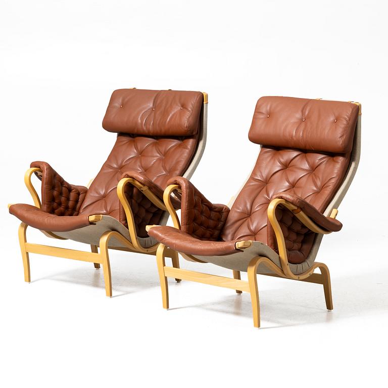 Bruno Mathsson, Armchairs, a pair, "Pernilla", DUX, second half of the 20th century.