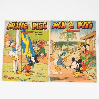 Serietidningar, "Musse Pigg Tidningen", 22 st, 1937-1938.