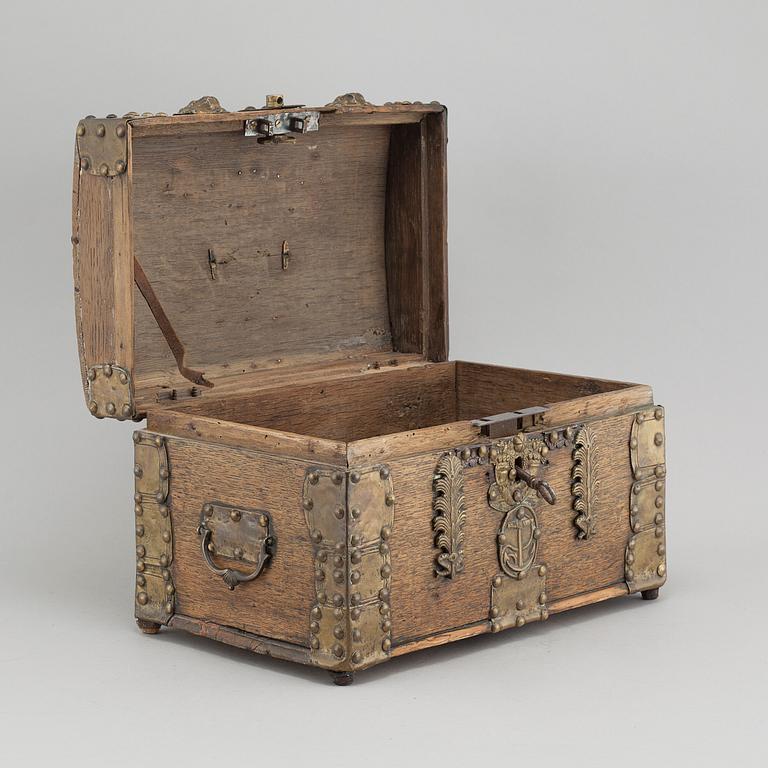 A wooden and brass box, around the turn of the century.