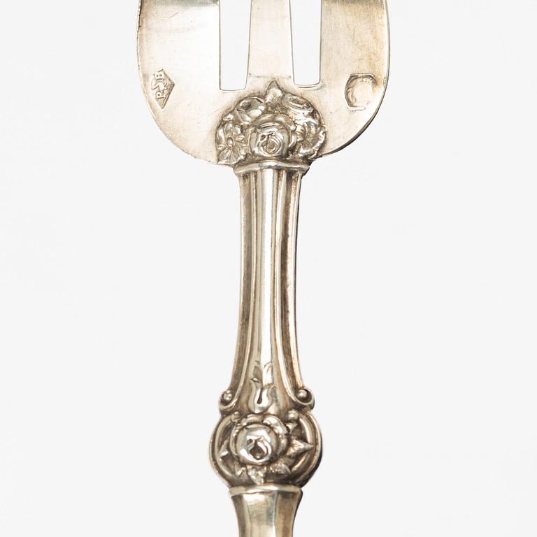 Philippe Berthier, twelve silver oyster forks, Paris, France, 1841-1851.