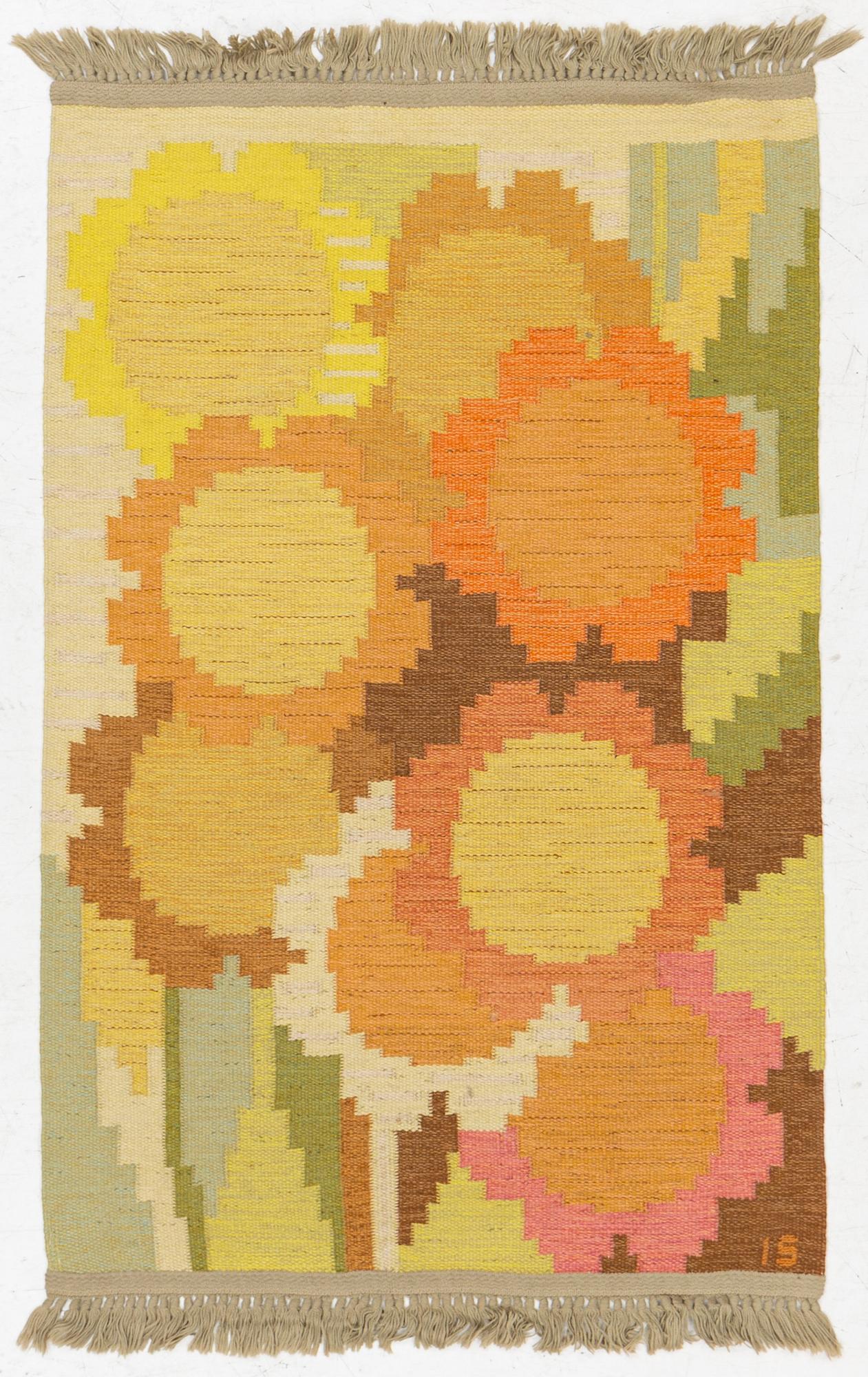 Ingegerd Silow, matta/väggbonad, rölakan, signerad IS, ca 129 x 82 cm.