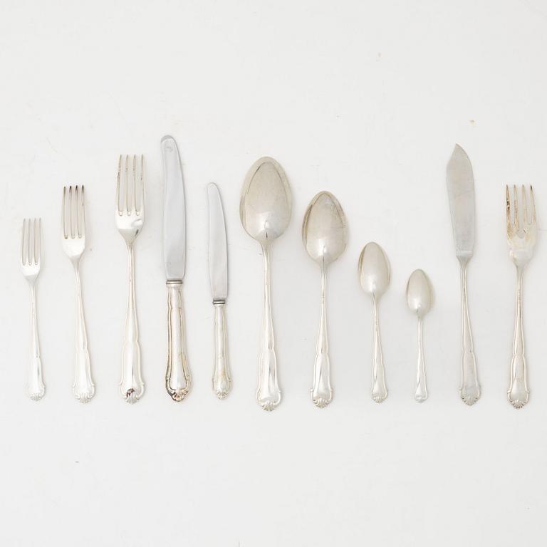A Swedish silver cutlery, model 'Drottning Viktoria', mark of CG Hallberg, Stockholm 1936 (144 pieces).