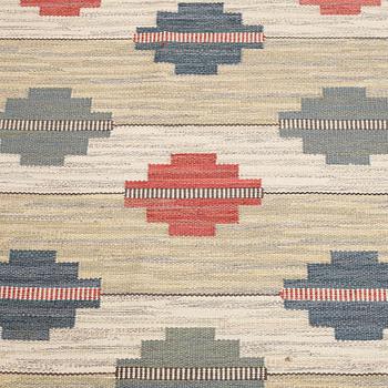 MATTO, flat weave, ca 313 x 200,5 cm, signed L J (probably  Lilian Johanesson).