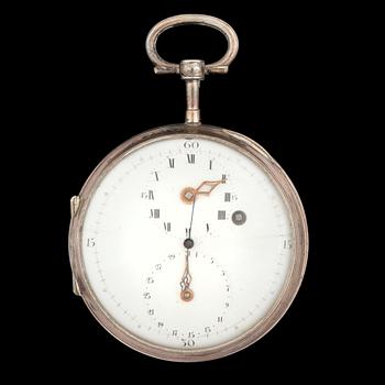 A silver cylinder pocket watch, Hahn in Stuttgardt, 19th century.