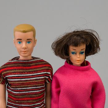 4 Barbiedolls, mattel 1960's.