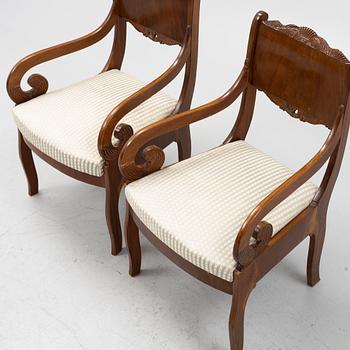 Stolar, ett par, empirestil, omkring år 1900.