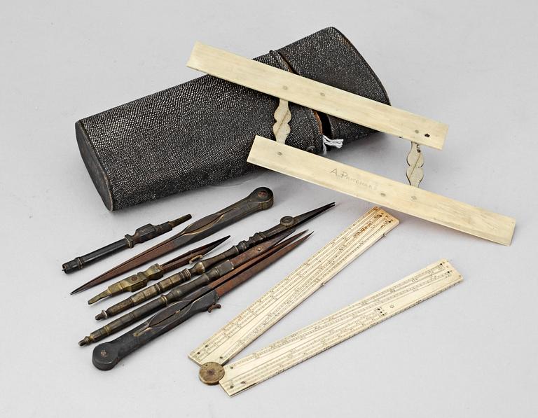 PARTI MÄTINSTRUMENT, 4 delar, 1800-1900-tal.