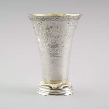 BÄGARE, silver, Michael Olof Barkman, Varberg 1821. Vikt ca 333 gram.