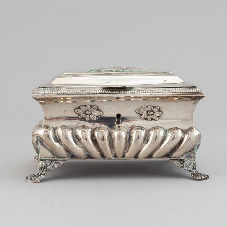 A silver sugar box, probably Poland, 19th century.
