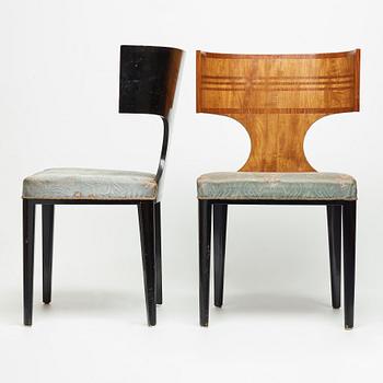 Swedish grace, a pair of klismos chairs for Carl Johansons Möbleringsaffär, 1930's.