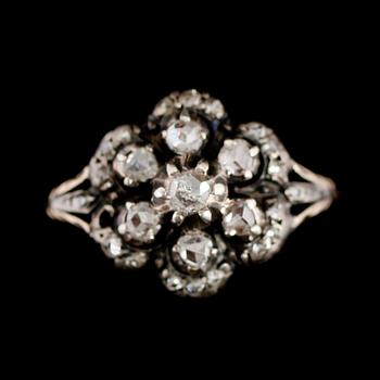 RING, guld/silver, rosenstenar, sekelskiftet 1900.