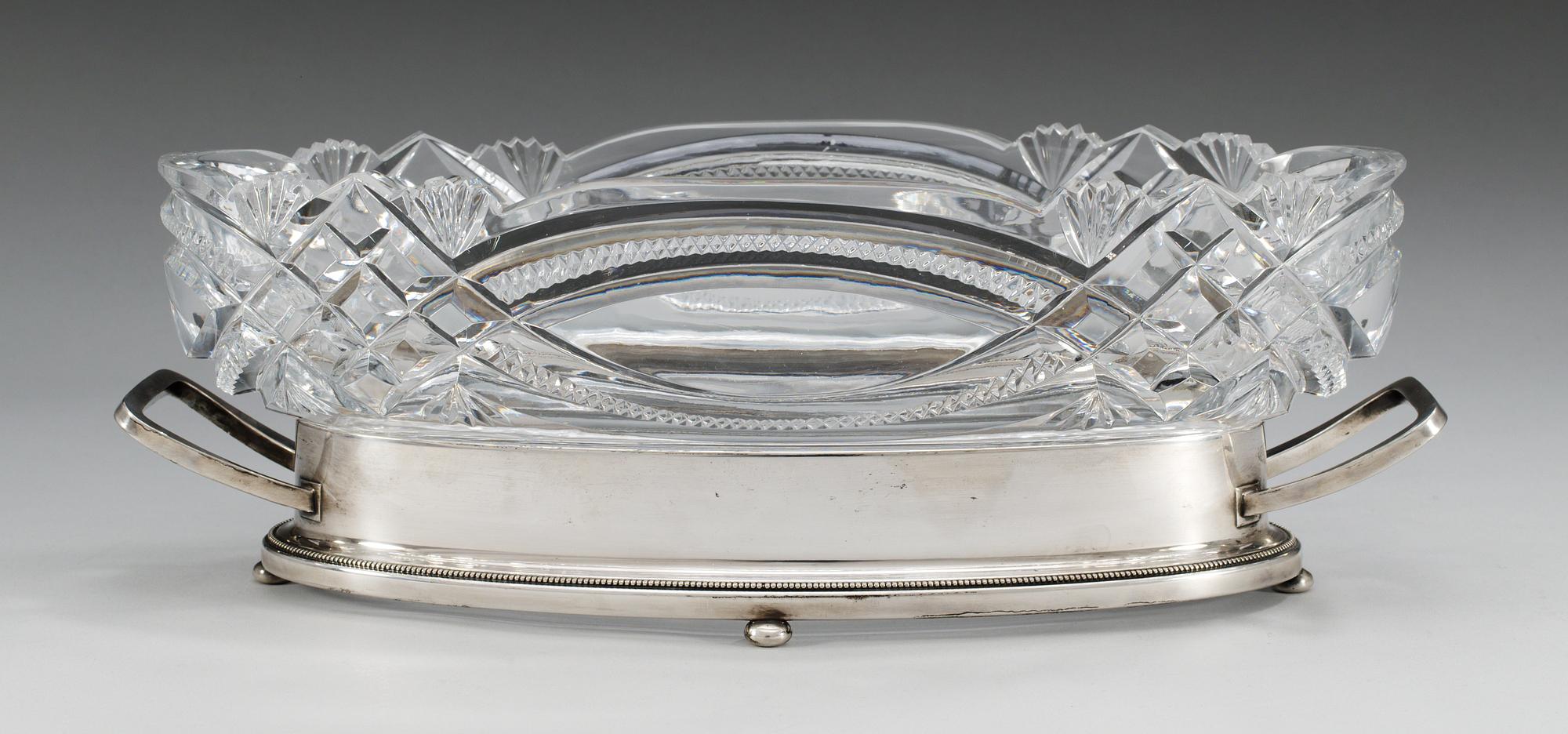 JARDINIERE, glas och nysilver. WMF, Tyskland.