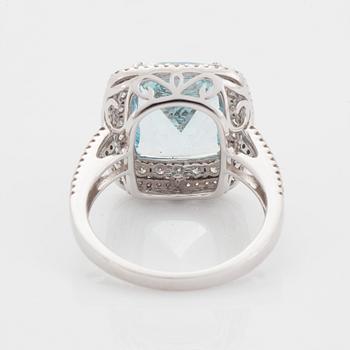 Aquamarine and diamond cocktail ring.