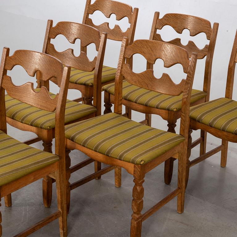 A set of six Danish Henning Kjaerulf chairs, second half of 20th century.