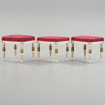 Three late Gustavian circa 1800 stools.