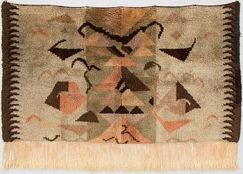 A 1930's Finnish long pile rya rug. Circa 80 x 150 cm.