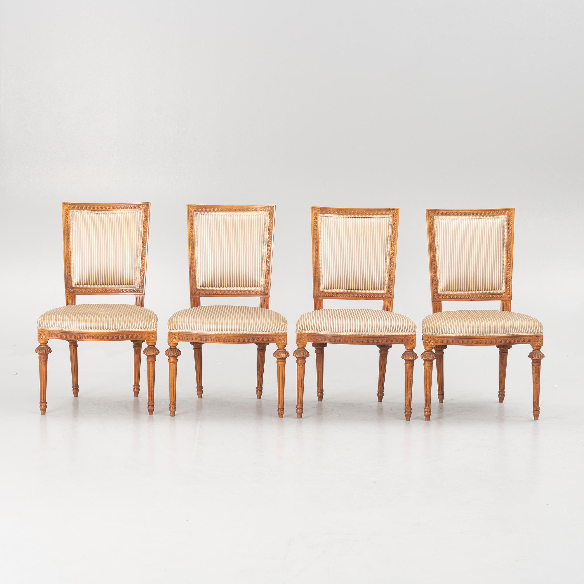 Four Gustavian style chairs, second part of the 20th century.