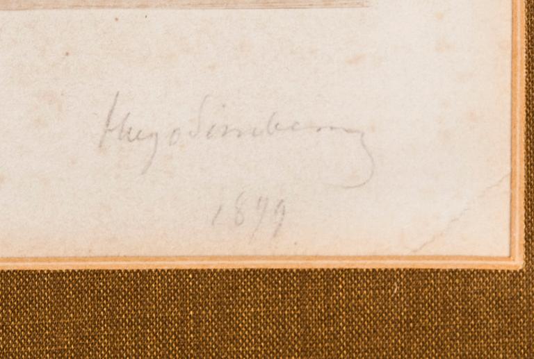 HUGO SIMBERG, linje-etsning och torrnål, signerad och daterad 1899, plåtsignering HS-99.