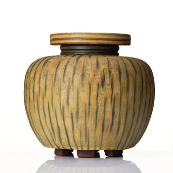 Wilhelm Kåge, a Farsta stoneware urn with cover, Gustavsberg Studio 1956.