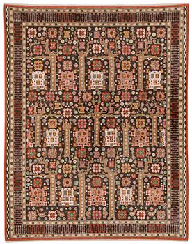 62. Märta Måås-Fjetterström, CARPET. "Svarta trädgårdsmattan". Knotted pile (flossa). 389 x 303 cm. Signed AB MMF.