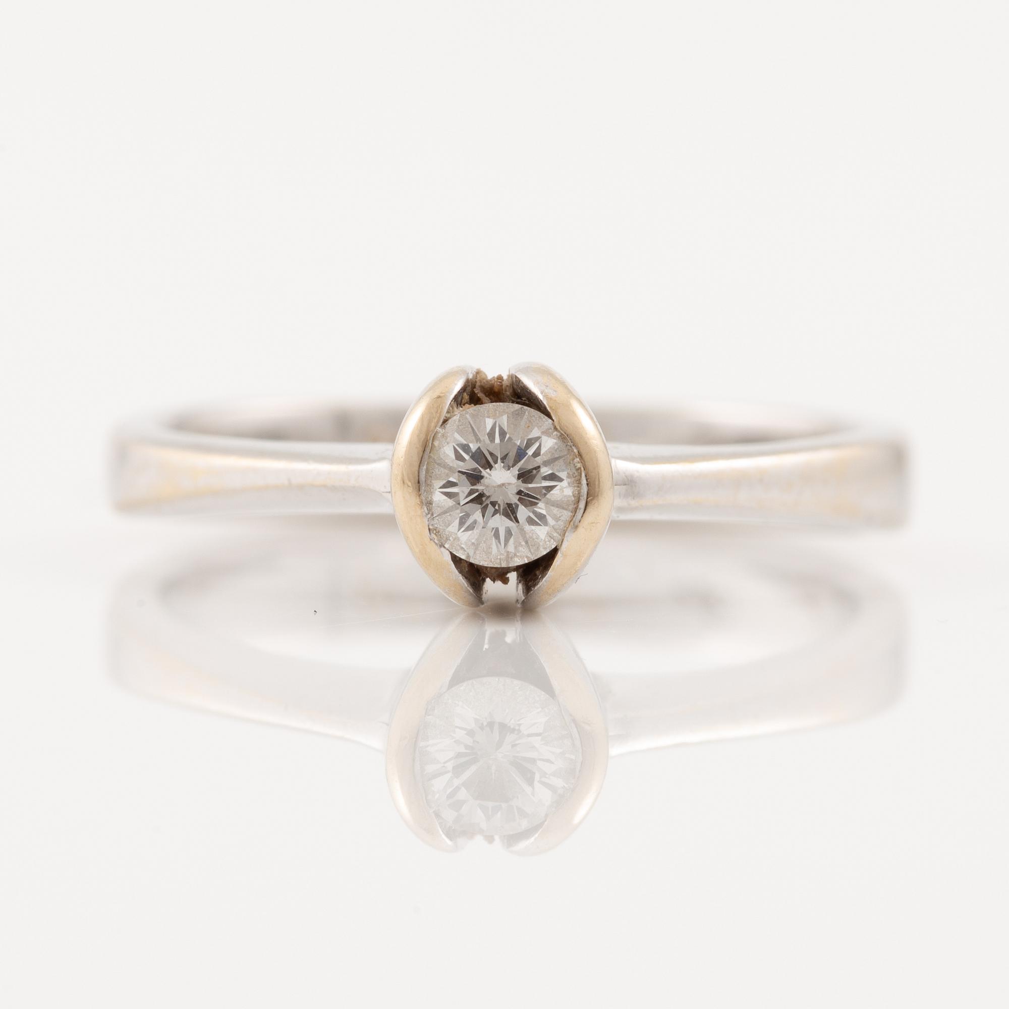 Ring, 18K white gold with a brilliant-cut diamond.
