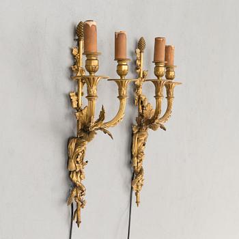 VÄGGKANDELABER, ETT PAR, empirestil, 1900-talets första hälft.