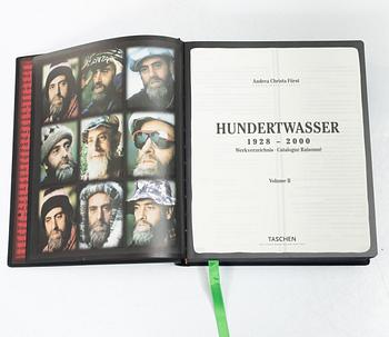 Friedensreich Hundertwasser, Books, 2 vols, 9790/10000, with accompanying colour etching, stamped signature and numbered 1004/2000. Taschen, 2000, Cologne.