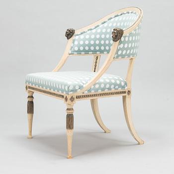 A late Gustavian armchair, Stockholm around 1800.