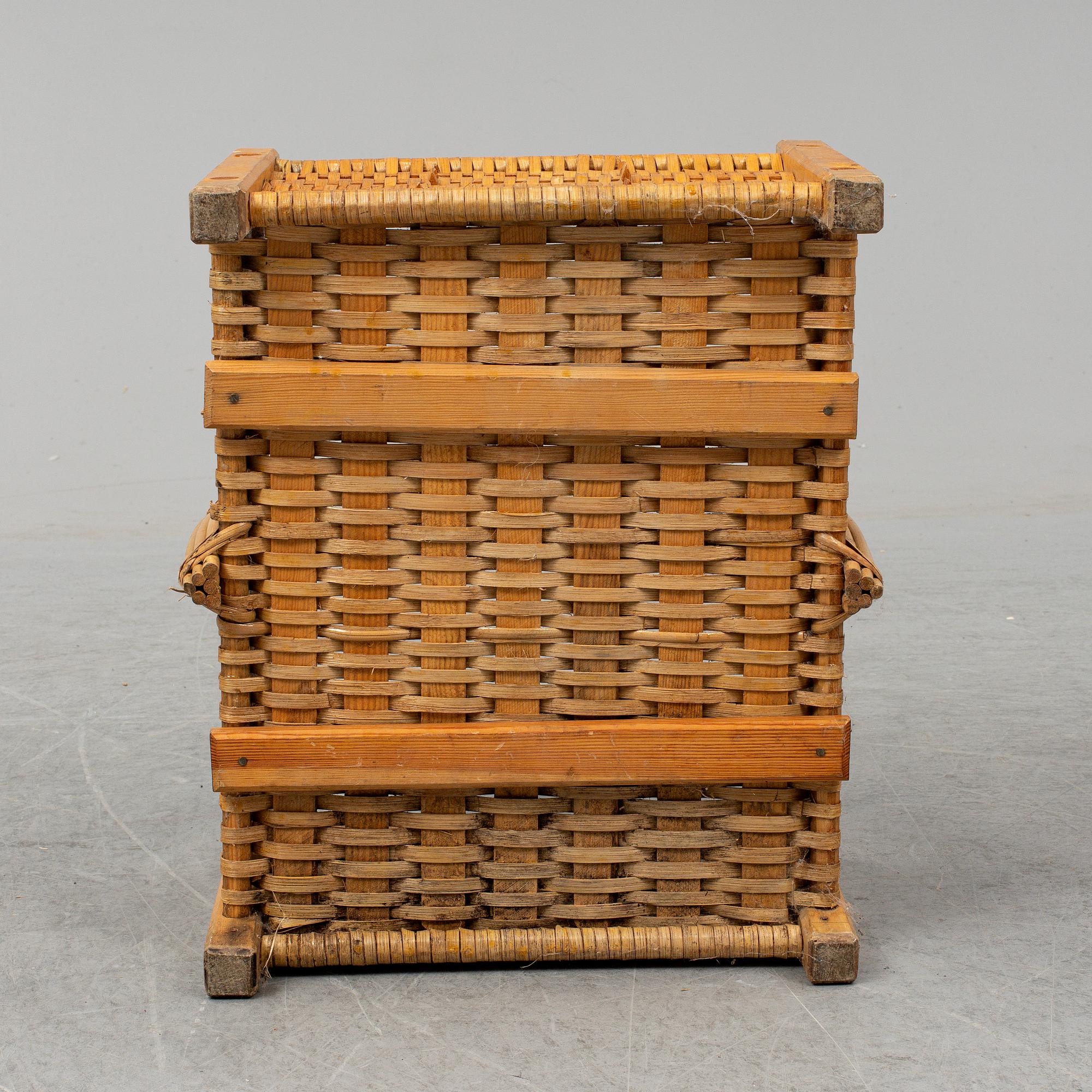 A rattan bottle basket.