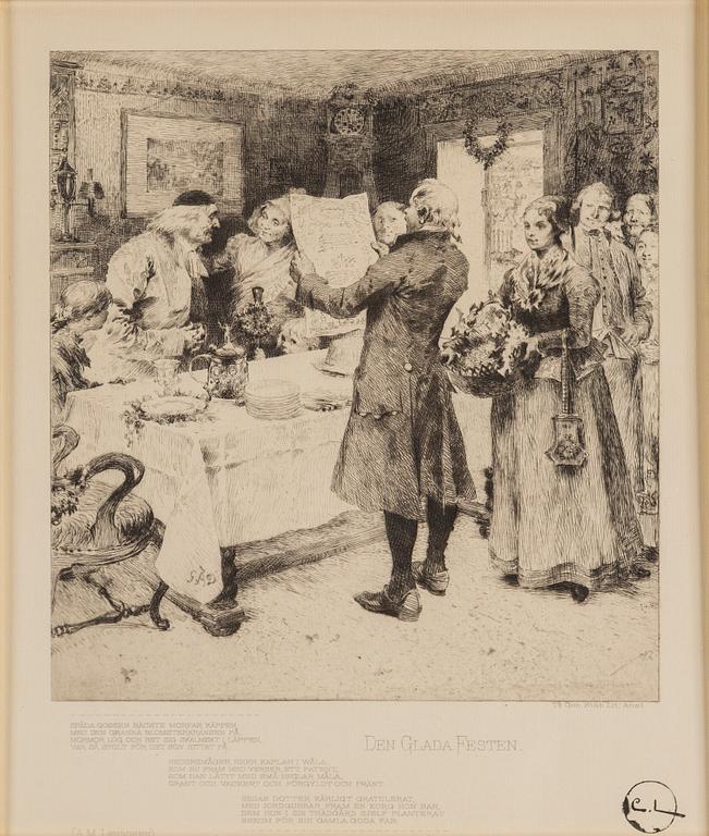 CARL LARSSON, Etching, 1896, printed signature.