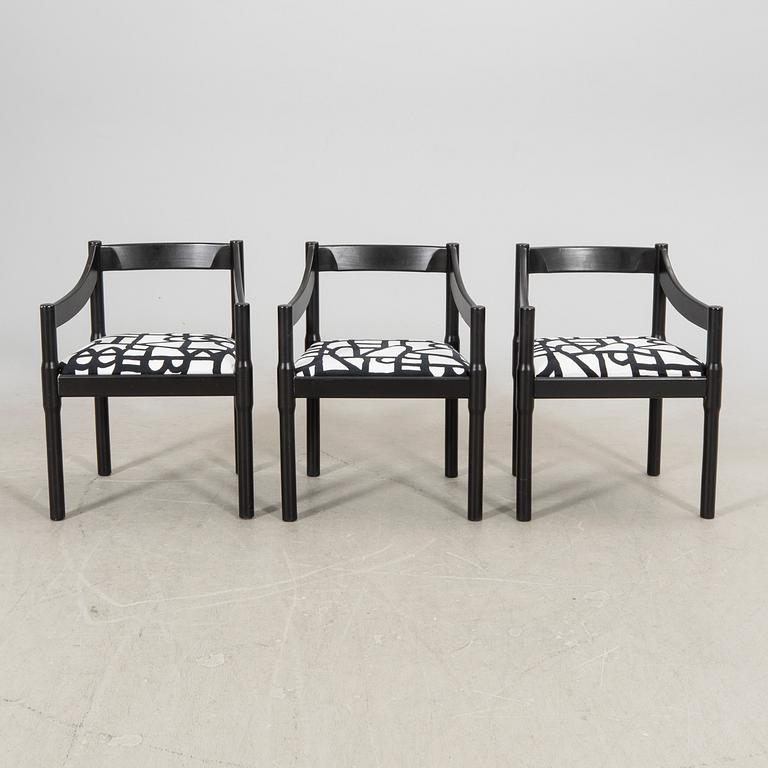 Vico Magistretti, a set of six Carimate chairs from Cassina later part of the 20th century.
