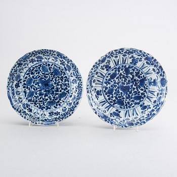 A set of two  Chinese Kangxi blue and white porcelain dishes.